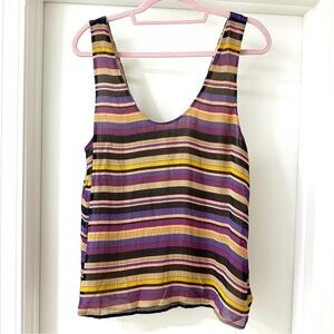 Joie Purple and Yellow Striped Tank Top Blouse, Size Medium